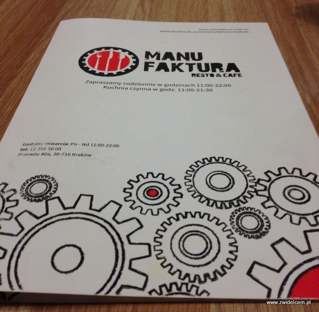 Kraków - Manufaktura - menu